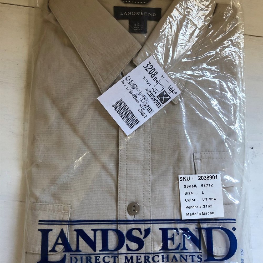 Vintage Lands' End Mens Long Sleeved Outrigger But